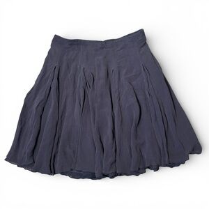 Rena Lange US 8? Skirt Pleated Silk Chiffon Blue Quiet Luxury Flowy Timeless